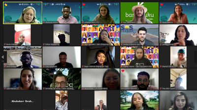 Screenshot of international group of youth on a video call